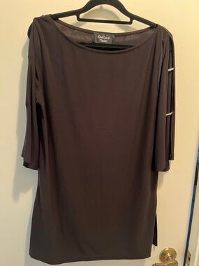 Women’s Black Tunic Top with Split Sleeve Detail